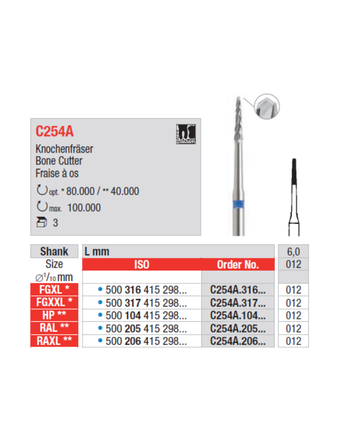 Edenta Benfräsning fräs C254A 012