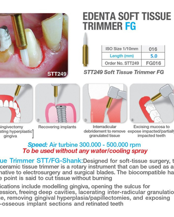 Edenta Soft Tissue trimmer 016 8mm FG STT250